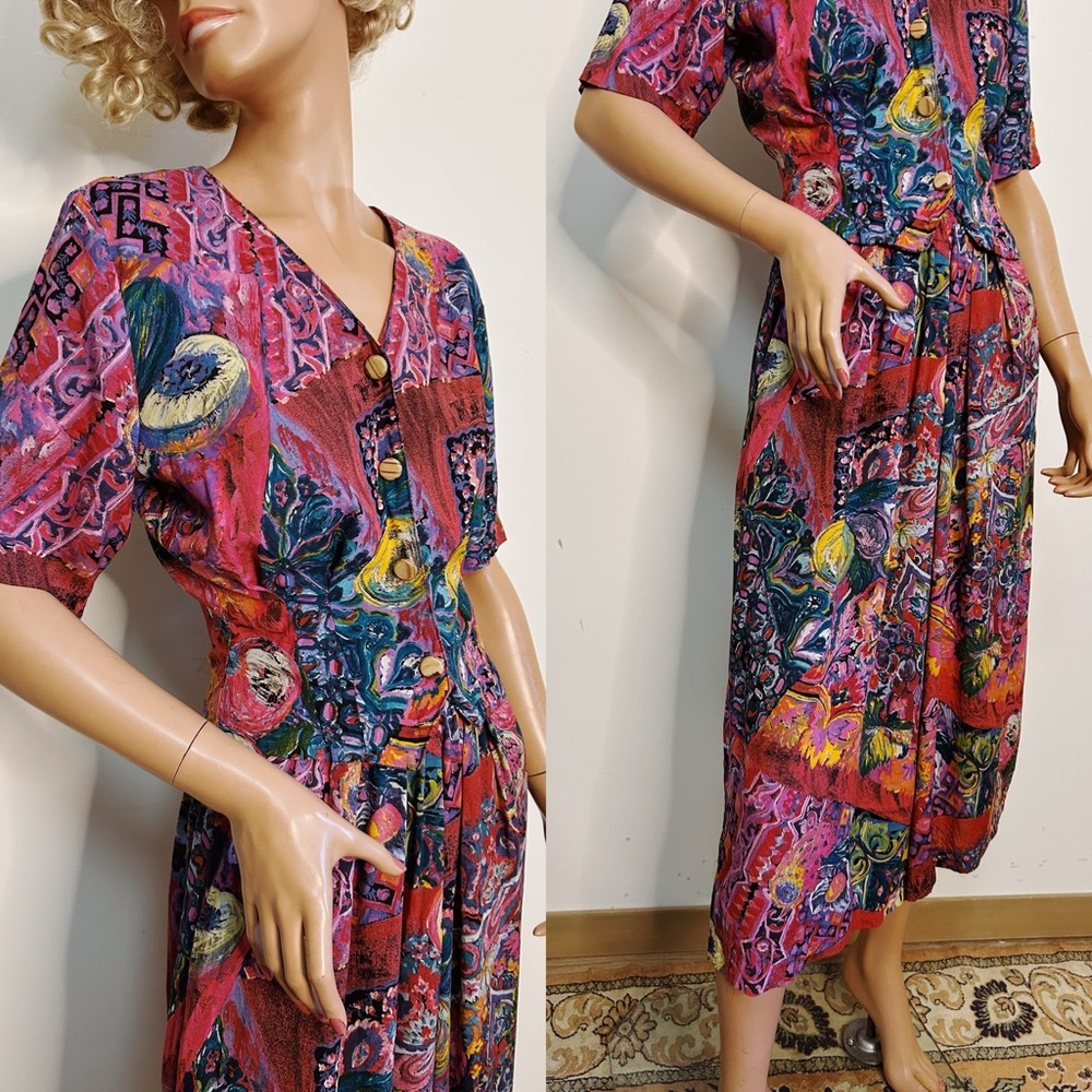 Vintage 1980s Abstract Print Two-Piece Size XS/S